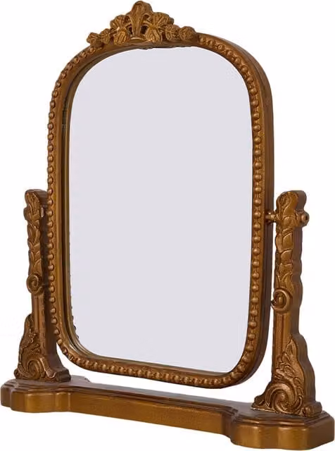 Livingandhome Classic Oval Gold Decorative Tabletop Vanity Mirror