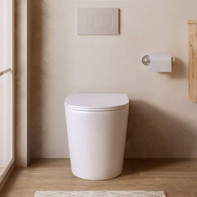 Banyetti Scene Rimless Back to Wall Toilet in Gloss White with Soft Close Seat, W/D/H: 36 x 56 x 40 cm