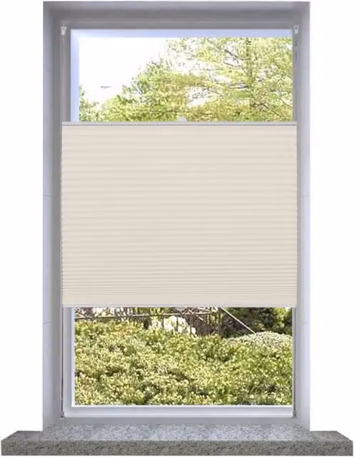 Berkfield Home Single Pleat Plisse Blind in Beige, W: 90 cm, H: 100 cm