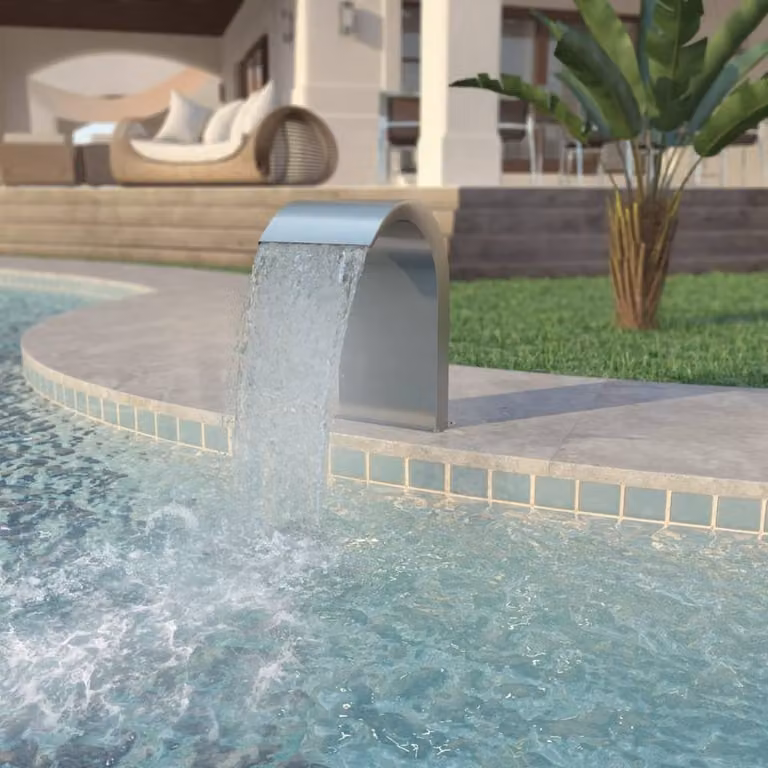 Berkfield Home Pool Fountain in Silver Stainless Steel, W: 45 cm, D: 30 cm, H: 65 cm