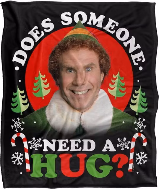 Warner Bros. Elf Does Someone Need A Hug Silky Touch Super Soft Fluffy Throw Blanket, Multicolour, Large