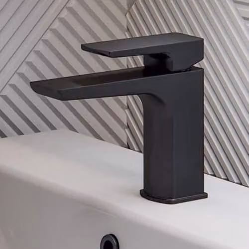Nes Home Cloakroom Mono Basin Mixer Tap with Waste in Matte Black Brass