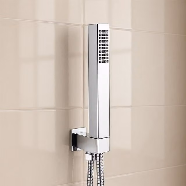 Nes Home Square Wall Mounted Shower Handset and Bracket in Chrome Silver
