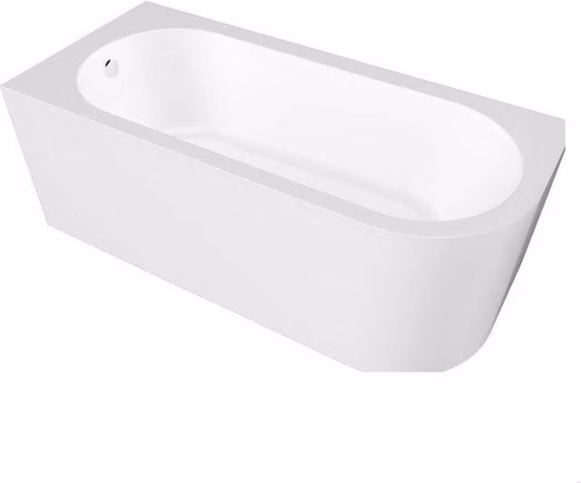 Balterley D-Shaped Curved Acrylic Bath with Legs and Apron Panel, Left Hand, White, W: 160 cm