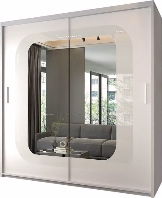 Sliding Wardrobes 4 u Colorado Modern Glossy White Sliding Door Wardrobe, Width: 150 cm