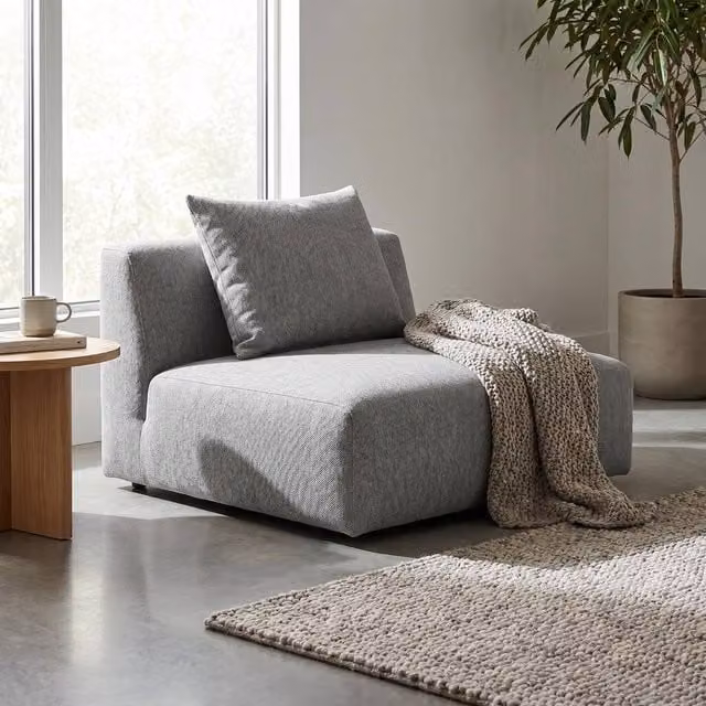 Abakus Direct Tokyo Single Seat Lounge Chair in Anthracite Grey Basket Weave Fabric