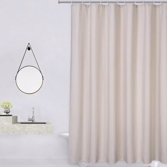 London Boutique Waterproof Polyester Shower Curtain in Beige, W: 198.12 cm, H: 198.12 cm