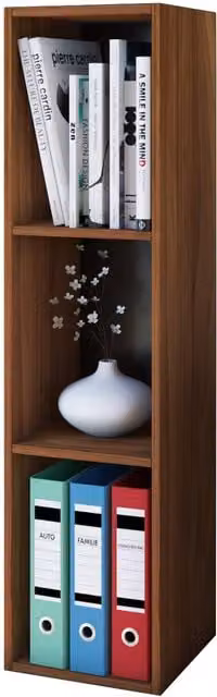 VCM Mendas 3-Tier Wood Stand Shelf in Walnut Brown, W/D/H: 107 x 34 x 30 cm