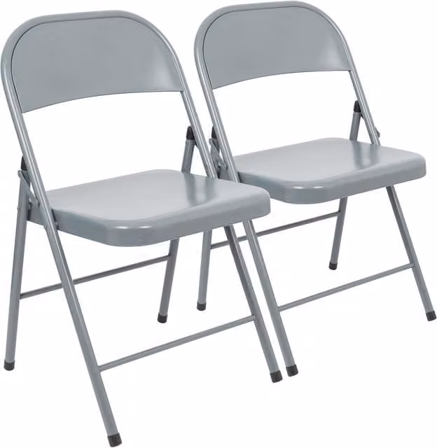 Harbour Housewares Pack of 2 Grey Metal Folding Chairs