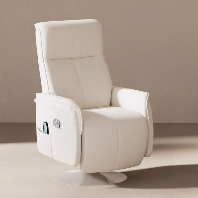 Chilli Seating Modern Electric Recliner Armchair in Beige Synthetic Leather
