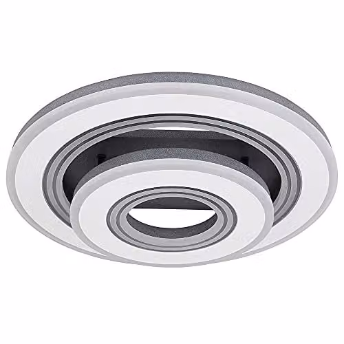 Globo Lighting Netlighting Jack Round LED Ceiling Light, Dimmable with Remote Control, Black or White, W/D/H: 50 x 50 x 11.5 cm