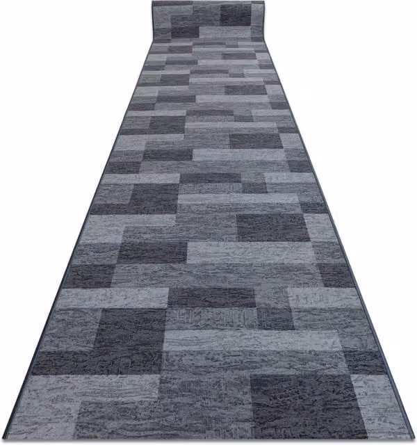 RugsX Icona Patchwork Runner in Grey, Non-Slip and Underfloor Heating Suitable, W: 120 cm x L: 130 cm