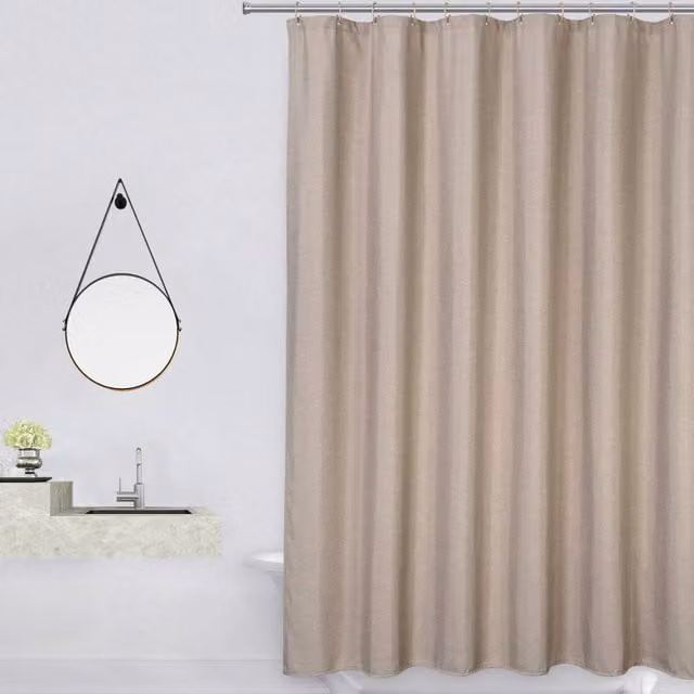 London Boutique Waterproof Polyester Shower Curtain in Light Brown, W: 218.44 cm, H: 198.12 cm