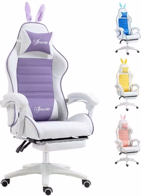 Rolipo Ergonomic Reclining Gaming Chair with Lumbar Support, Headrest and Armrests in Purple