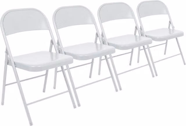 Harbour Housewares Pack of 4 White Metal Folding Chairs