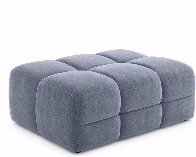 Furnishings For Less UK Jenson Grey Large Plush Velvet Rectangular Ottoman Footstool W/D/H: 120 x 80 x 45 cm