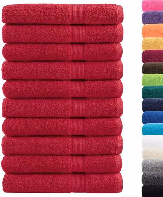 Berkfield Home SOLUND Premium Cotton Terry Towel Set, Red, 10 Pieces, W: 100 cm x L: 200 cm, 600 gsm