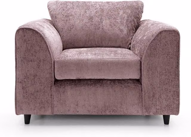 Abakus Direct Harriet Pink Crushed Chenille Armchair with Ottoman