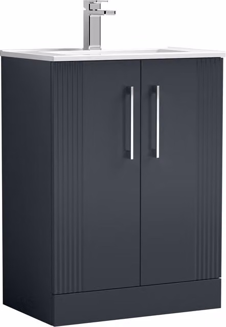 Balterley Grey Floor Standing Bathroom Vanity Unit with Rectangular Basin and Soft Close 2 Doors