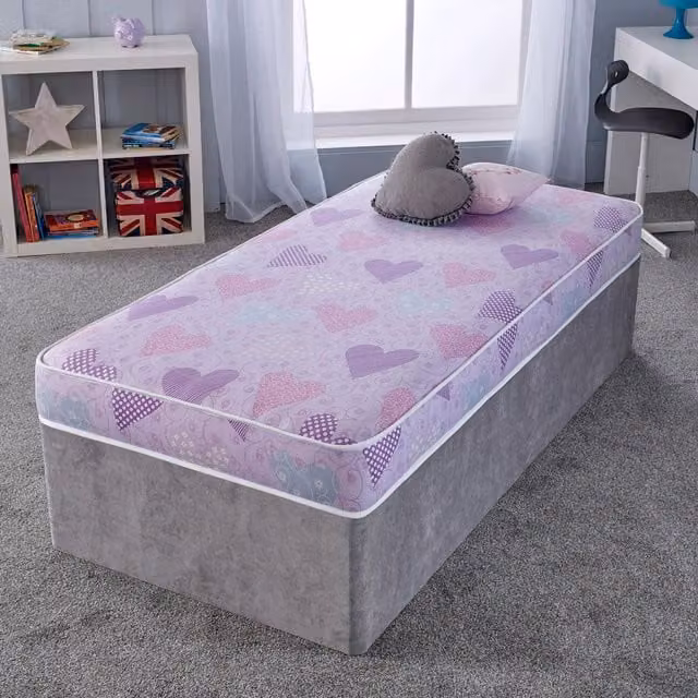 eXtreme Comfort Ltd Pink Hearts Lux Budget Kids Mattress with Pink Hearts Design and Bonnell Spring Support