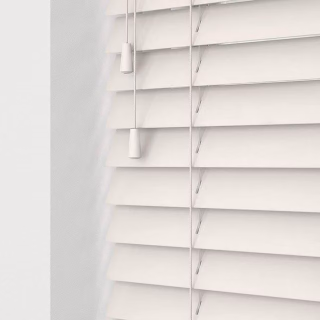 NewEdgeBlinds White Wooden Venetian Blinds with Cord, Width: 40 cm