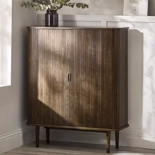 Julian Bowen Arya Modern Brown Oak Drinks Cabinet with Bottle Rack and Glass Holder, H: 120 cm, W: 100 cm, D: 40 cm