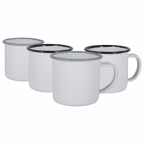 Argon Tableware Enamel Espresso Cup Set, 130ml, Black/Grey