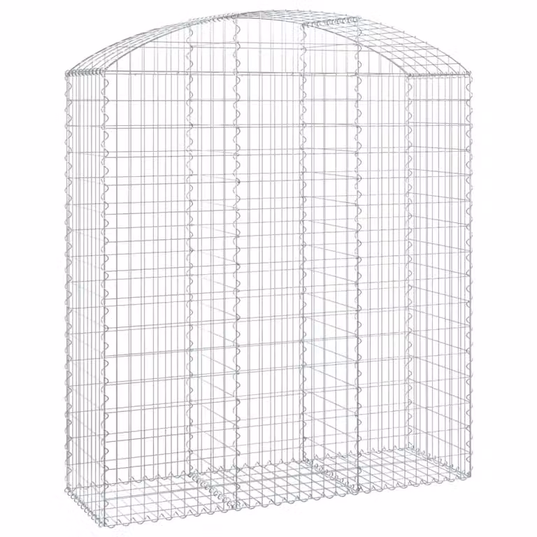 Berkfield Home Arched Gabion Basket in Silver Galvanised Steel, W: 150 cm, D: 50 cm, H: 160-180 cm