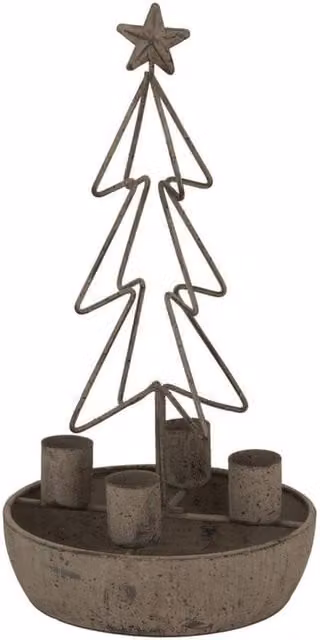 Lemon Pavilion Furniture and Decor Rustic Metal Tree and Star Pillar Candle Holders in Bronze, W: 14 cm, D: 14 cm, H: 26 cm
