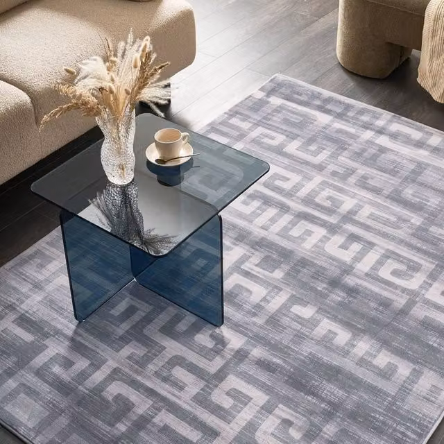 Wyld and Coco Grey Modern Geometric Woven Area Rug, W: 140 cm, L: 200 cm