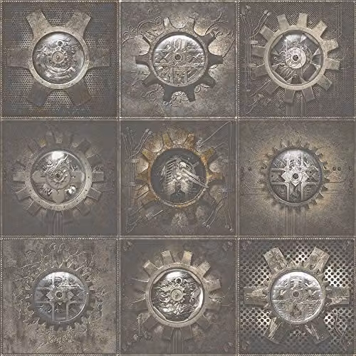 Galerie G56229 Steampunk Abstract Industrial Non-Woven Wallpaper, Grey/Bronze, W: 53 cm, L: 10 m