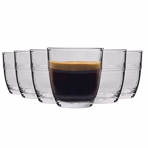 Duralex Gigogne Shot Glass Espresso Cups, 90ml, Pack of 12, Transparent