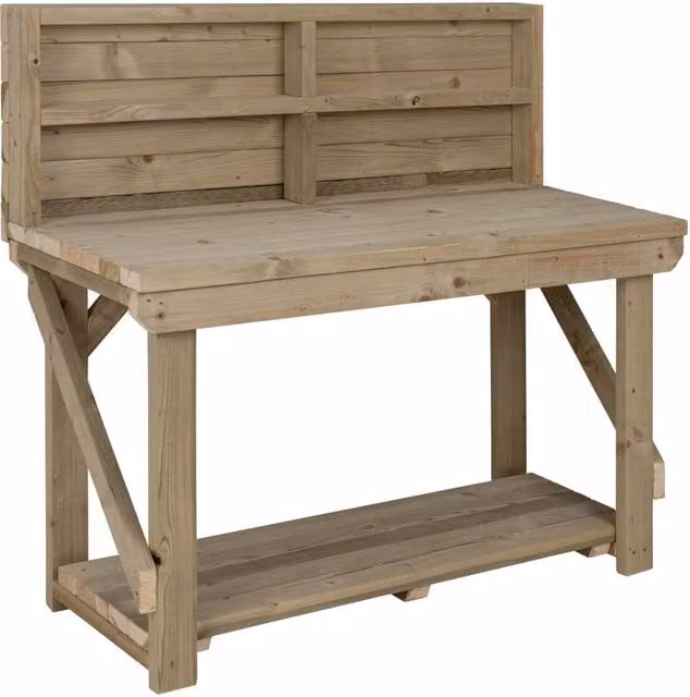 Arbor Garden Solutions Multi-colour Wooden Workbench with Pegboard Back Panel, 90 cm