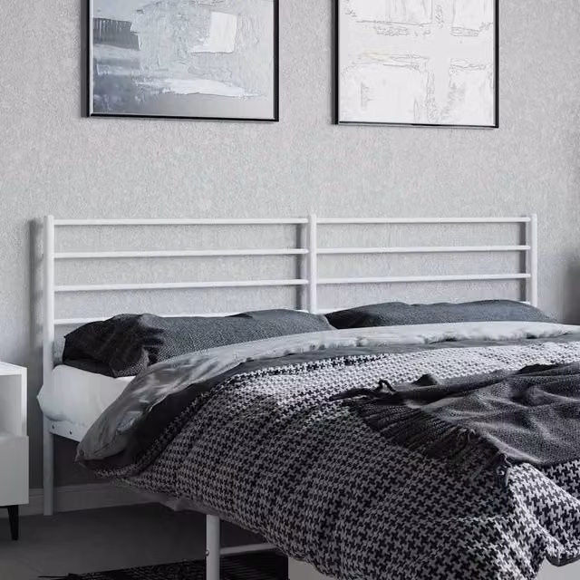 Berkfield Home Minimalist Metal Headboard in White, 200 cm