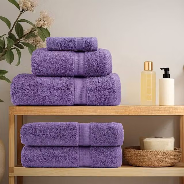 Berkfield Home SOLUND Premium Cotton Terry Towel Set, 4 Pieces, Purple, W: 100 cm x H: 200 cm, 600 gsm