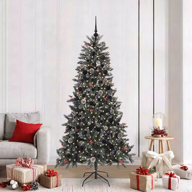Berkfield Home Artificial Christmas Tree in Green with Stand, W/D/H: 114 x 114 x 210 cm