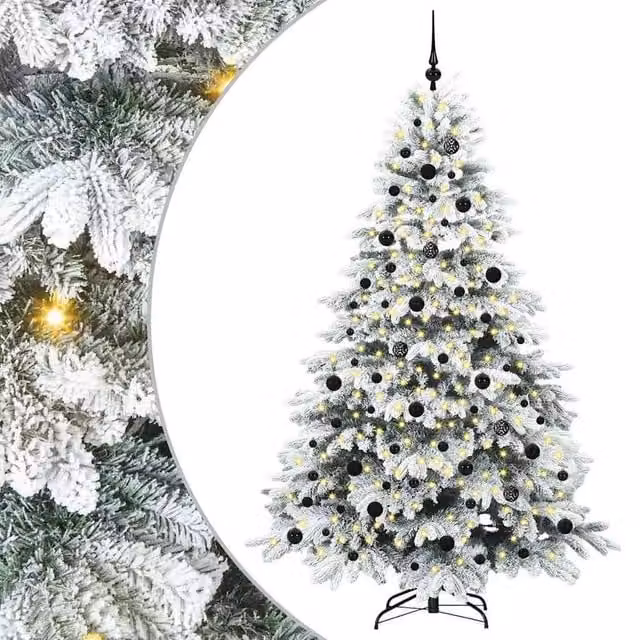 Berkfield Home Artificial Green Christmas Tree with 300 Warm White LEDs, Height: 210 cm