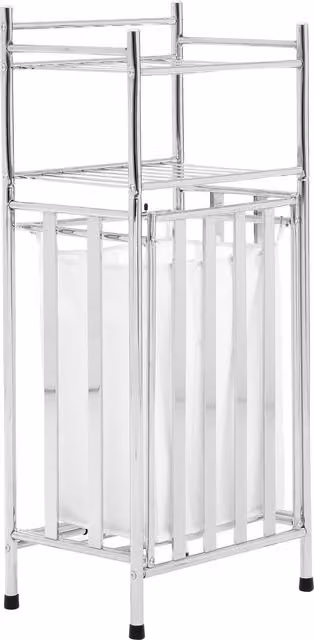Orsina Silver Laundry Unit with Lidded Storage Basket and Removable Bag