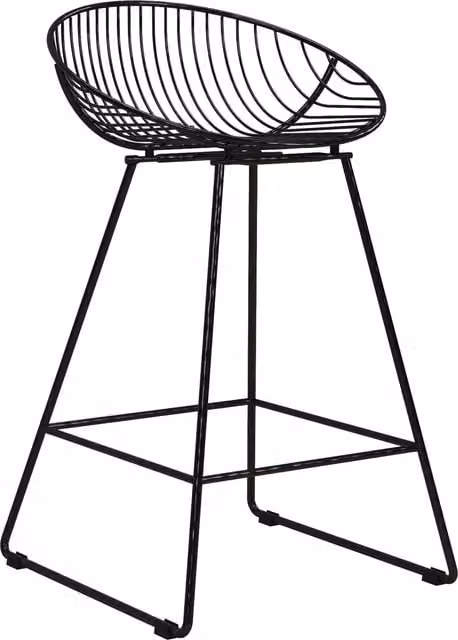 CosmoLiving CL Ellis Modern Metal Wire Bar Stool in Matt Black