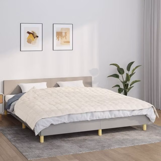 Berkfield Home Weighted Blanket in Beige, W/D/H: 155 x 220 cm, 11 kg