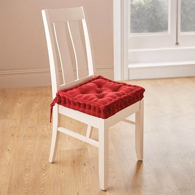 Coopers of Stortford Velvet Dining Chair Booster Cushion in Burgundy