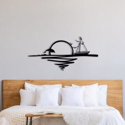 Your Home Rulez Sunrise Metal Wall Art, Black, W: 75 cm, H: 37 cm
