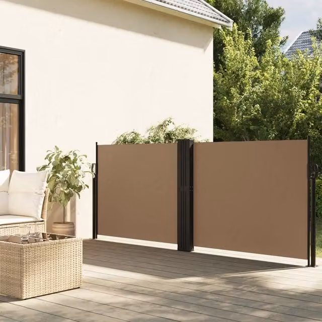 Berkfield Home Retractable Side Awning in Taupe, Manual Pull Polyester, W/H: 140 x 1000 cm
