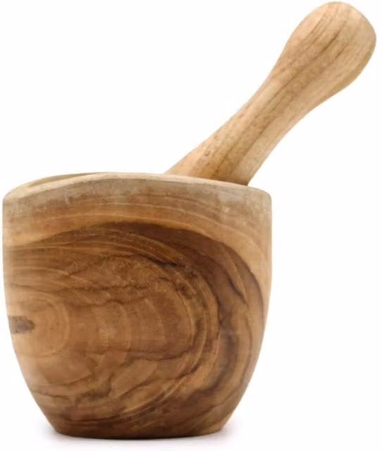 KDMD Ergo Handcrafted Bali Teakwood Small Pestle and Mortar Set in Brown