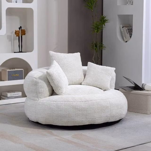 Direct Wicker Beige Chenille High Back Lazy Sofa Bean Bag Chair