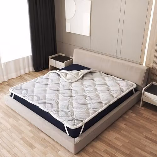 The White Stone Antibacterial Mattress Topper in White and Grey, W/D/H: 80 x 200 x 5 cm