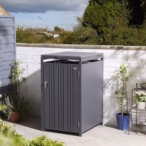 Rowlinson Wimbledon Single Bin Store in Anthracite Grey Steel, W: 68.0 cm, D: 30.0 cm, H: 116.5 cm