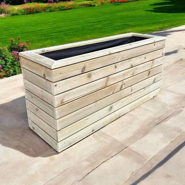Buttercup Farm London Brown Wooden Raised Bed Planter W: 100 cm, D: 100 cm, H: 100 cm