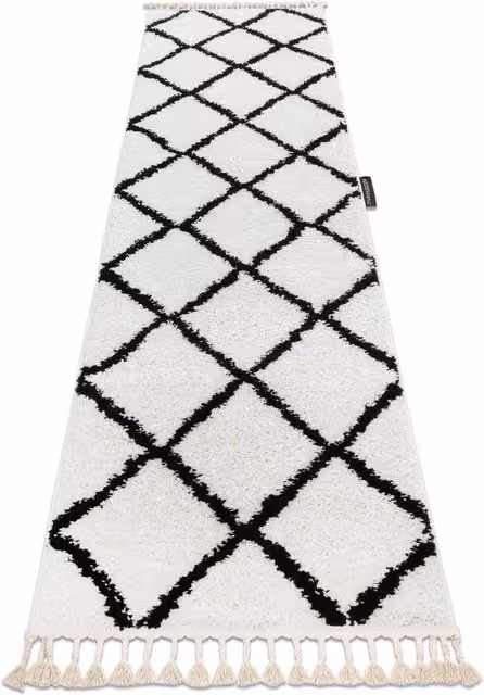 RugsX Berber Geometric Boho Runner in White, W/D/H: 60 x 250 cm