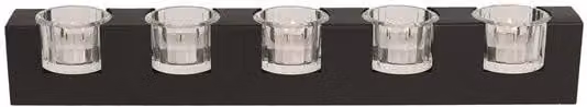 Straits Minimalist Black and Transparent Glass Tealight Holder Set of 5